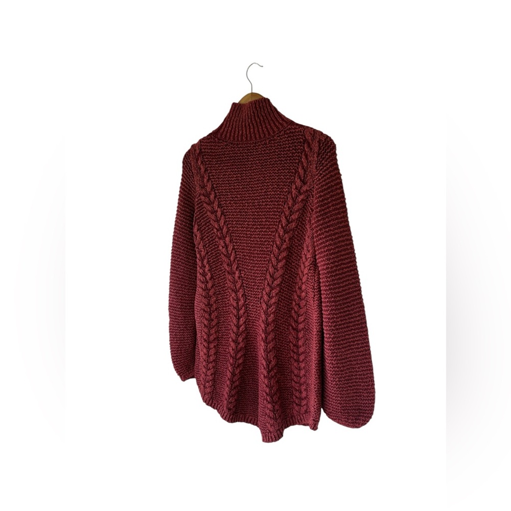 free people cable knit burgundy sweater - Picture 3 of 7